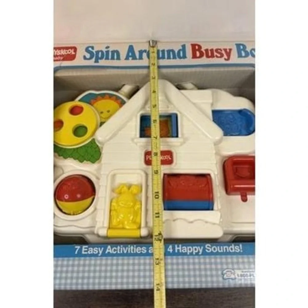 Vintage Playskool Baby Spin Around Busy Box  Activity Play Toy Connects To Crib